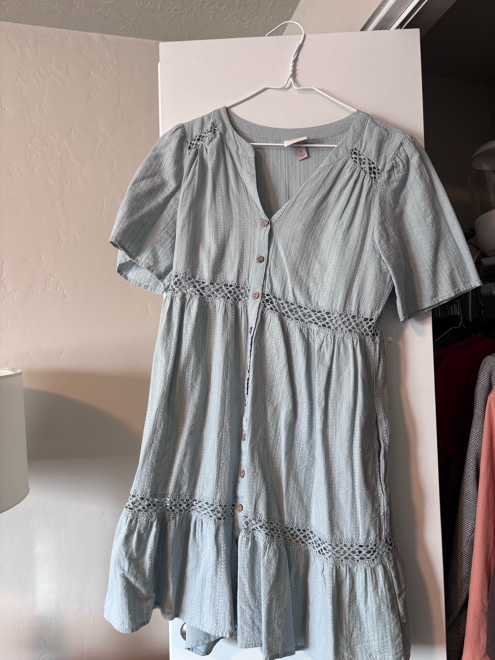 Knox Rose Pale Blue Textured V-Neck Blouse
